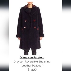 Diane Von Furstenberg Grayson Coat size small Navy